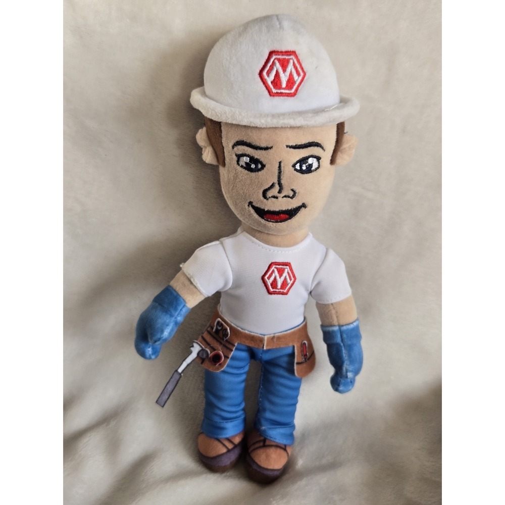 Morty Construction Worker Mascot Plush Doll Hard Hat‎ Tool Belt Advertising Toy
